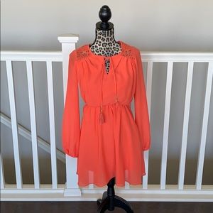 Coral Long Sleeved Dress